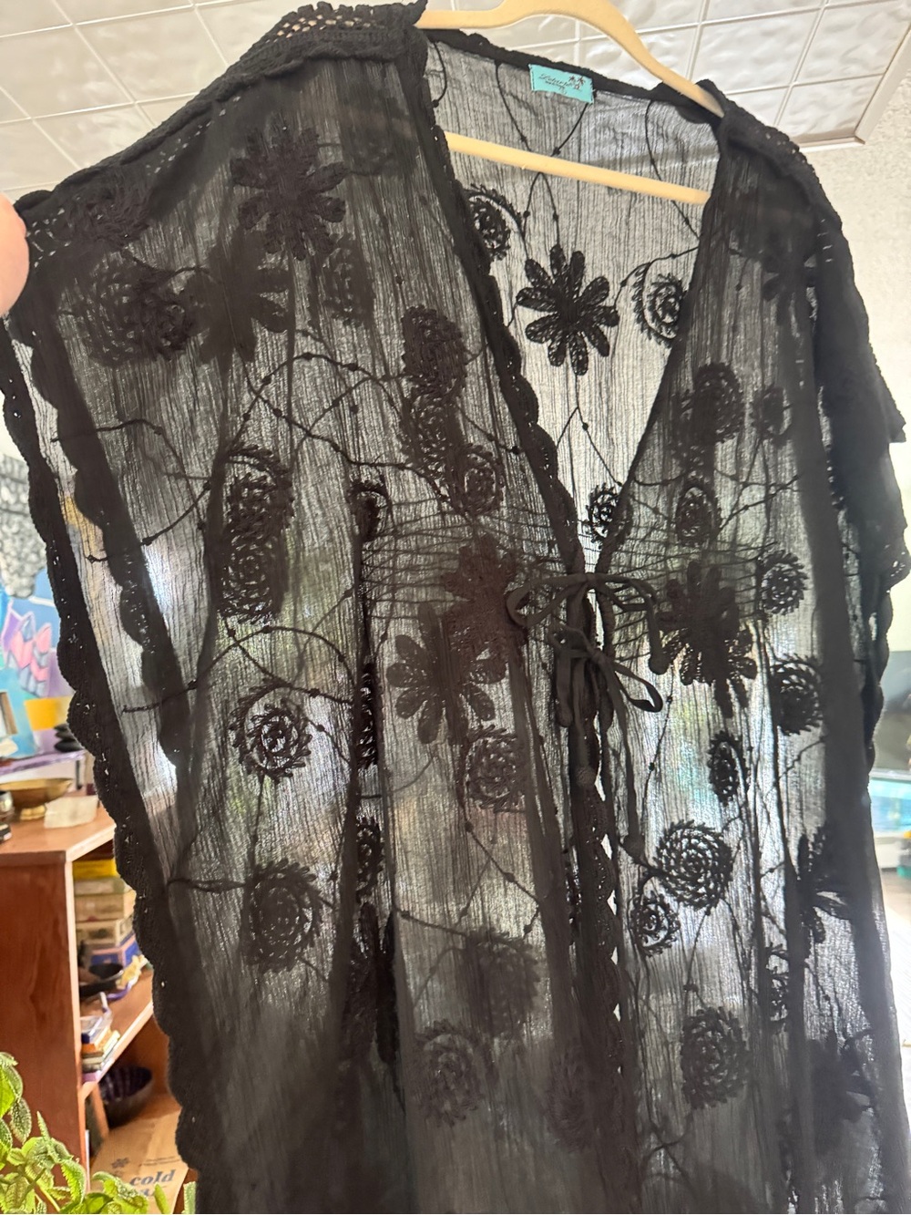 LETARTE Handmade 100% Cotton Embroidered Butterfly Caftan S - Picture 5 of 12
